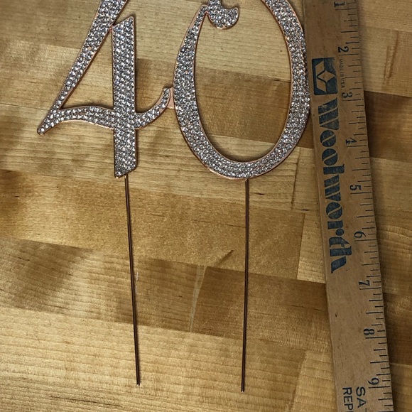 40 Gold Cake Topper Crystal Creations 40th Anniversary Rose Gold Birthday - Picture 7 of 8